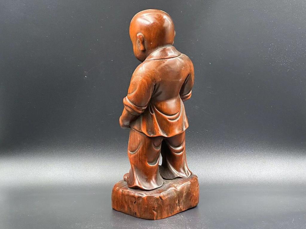 Китайская винтажная шкатулка из самшита, резная, изысканная статуэтка мальчика, деревянные фигурки, искусство