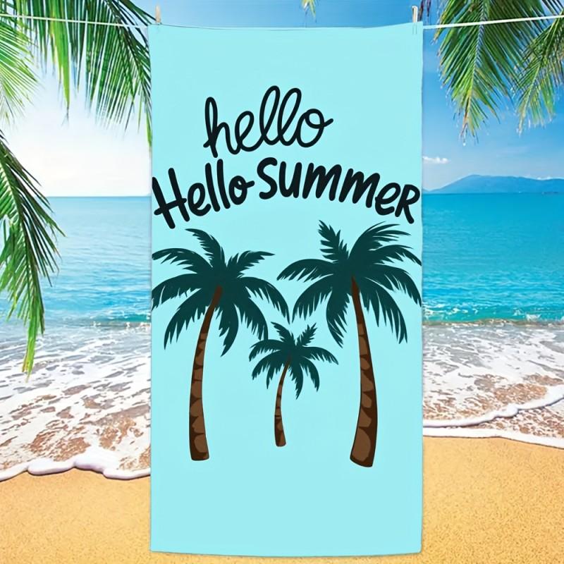 Life Is A Beach Palm Tree Cloud Graphic Beach Towe Quick Dry Microfiber Towel For Pool Beach Shower Outdoor Vacation Use