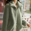 Autumn and Winter Stand-up Collar Fleece Thickened Warm Jacket Casual Zipper Cardigan Coral Fleece Sweater Women's Tide