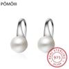 Серьги-капли из чистого серебра 925 пробы, женские круглые серьги с натуральным пресноводным жемчугом, висячие серьги-капли Brincos De Prata