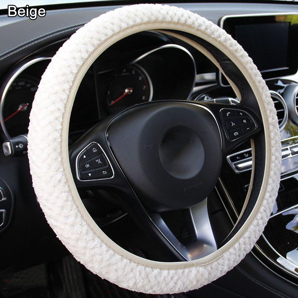 Auto Decoration Anti-Slip Protection Warm Plush Pearl Velvet Soft Car Steering Wheel Cover