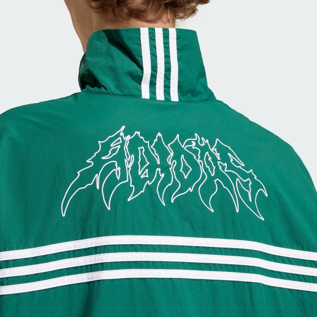 Adidas Originals Flames Jacket Three Stripes Color Block Pattern Printed Sports Jacket Men Jacket Forest-Green IS0195