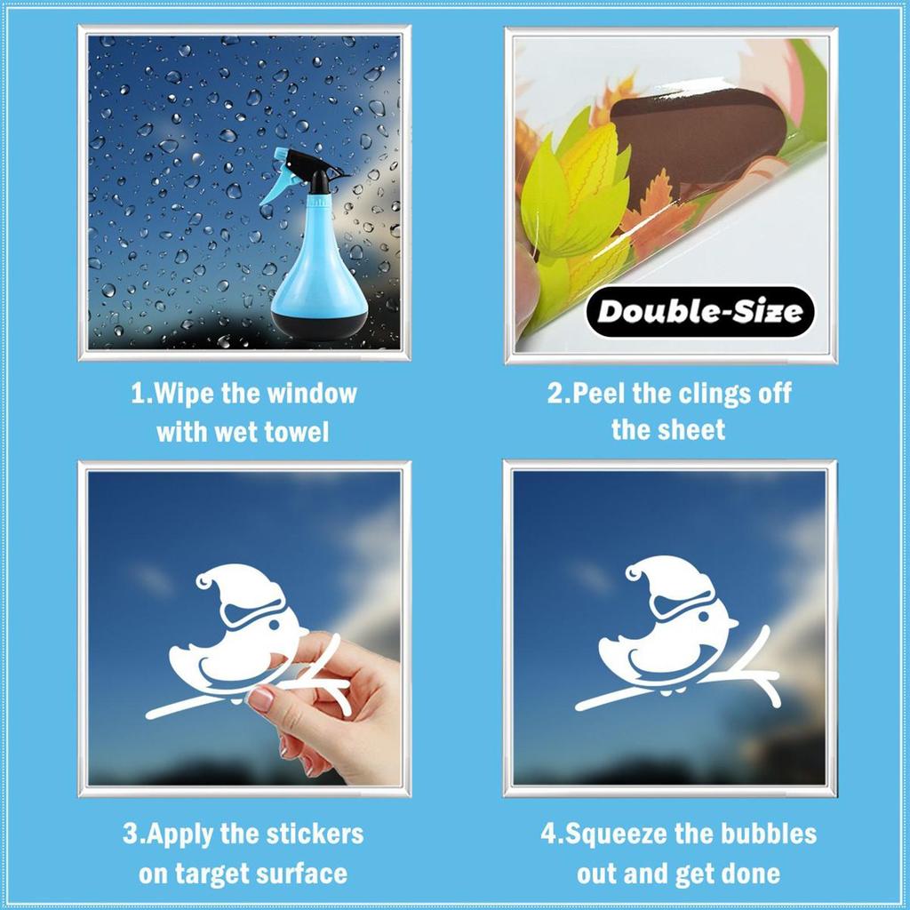 Christmas Window Stickers 9 Pieces Reusable Static Holiday Window Clings Christmas Decorations For Mirror Door Bathroom Bedroom