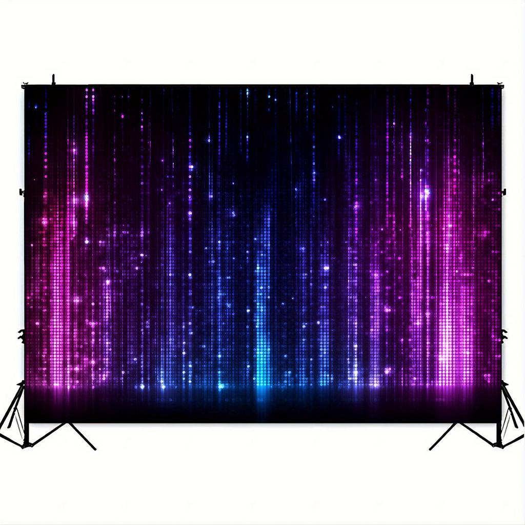 2D planar banner, 1 piece of a dazzling purple and blue stage-themed background, party banner, home decoration