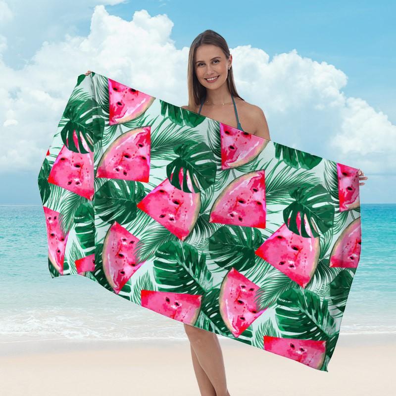 Custom Printed Microfiber Beach Towel Quick Dry Sports Swimming Pool Outdoor Travel Yoga Gym Sun Protection Double Sided Plush Bath