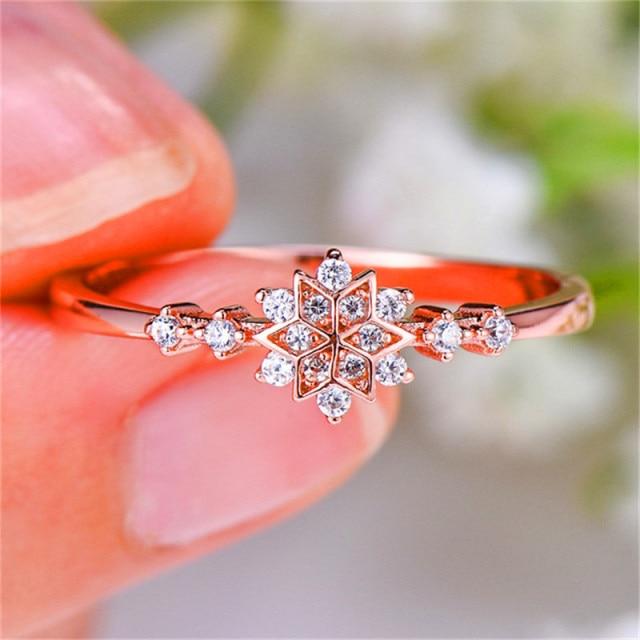 Кольцо из стерлингового серебра 925 пробы, женское кольцо в виде снежинки с камнем, изящные обручальные кольца для женщин, тонкое кольцо с белым цирконием, ювелирные изделия