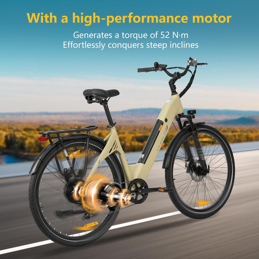 TTGO C3SE Electric Bicycle 25 km/h Speed 120 km Range 36V 18Ah Battery