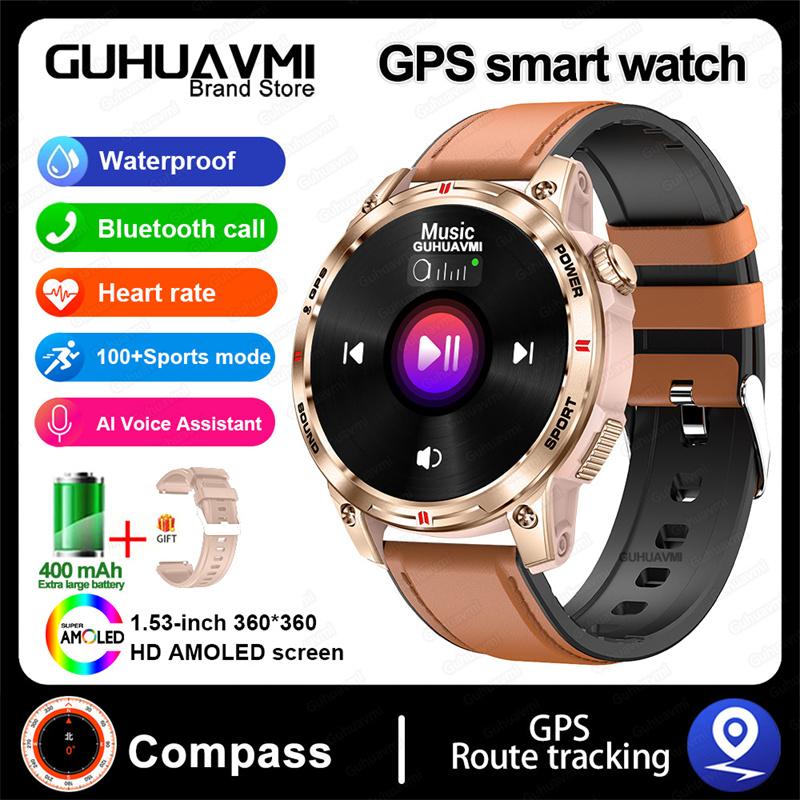 Новые умные часы для активного отдыха GPS-компас AMOLED-экран Водонепроницаемые для плавания Bluetooth-звонки Умные часы для мужчин и женщин