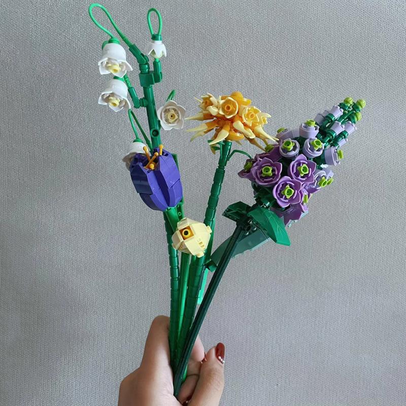 LOZ 1672 вечный цветок растение фиолетовый тюльпан астрантиамейор ландыш мини-блоки кирпичи строительные игрушки для детей без коробки