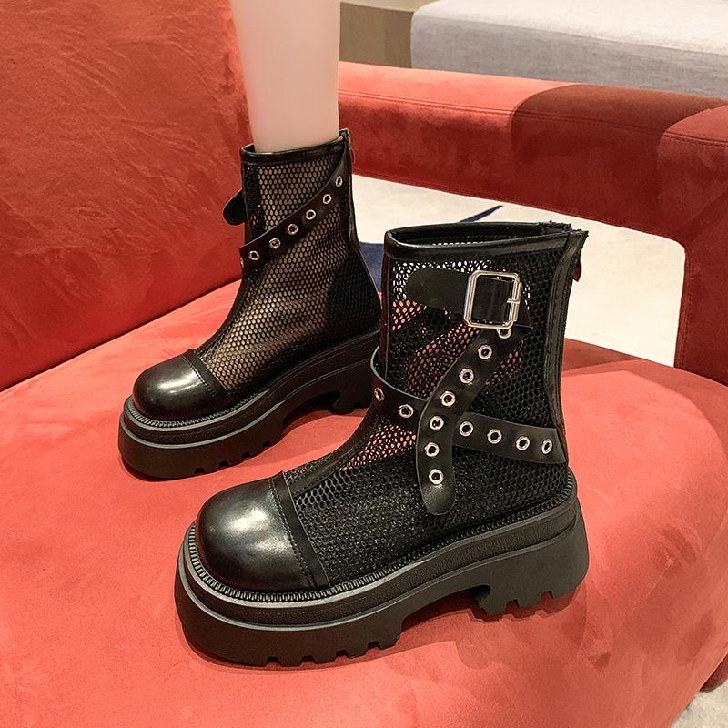 Женские ботильоны высокого качества из мягкой кожи на платформе, крутые женские ботильоны в готическом стиле, новая уличная летняя обувь для женщин