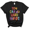 You Can Do Hard Things Shirt Teacher Outfits for Women Casual Short Sleeve Crew Neck School Printed Shirt for Teachers