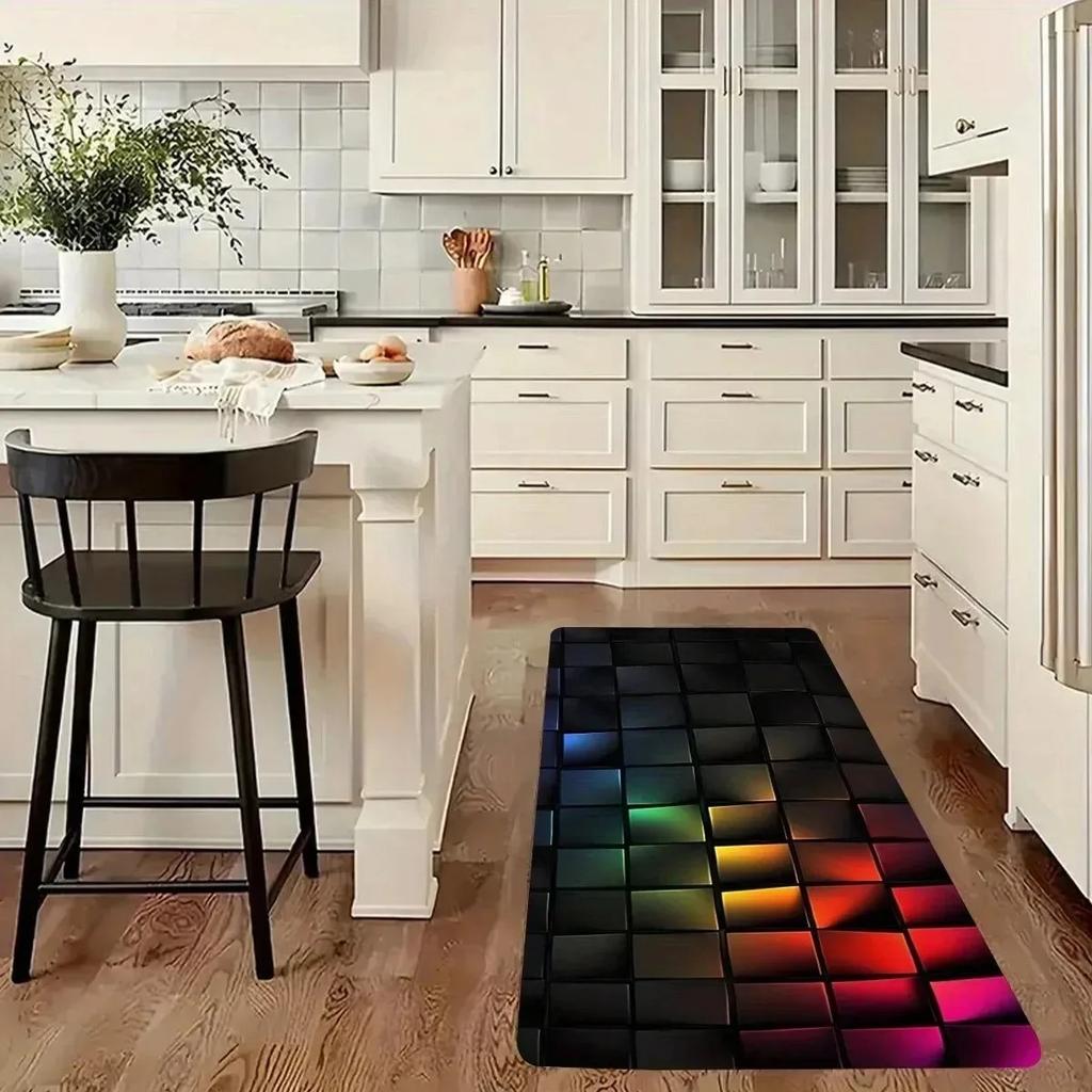 1PC Rainbow Pattern Kitchen Rugs Non-Slip Home Door Mats Pop design Bathroom Rug Bath Mat Carpet for Home Sink Laundry Decor