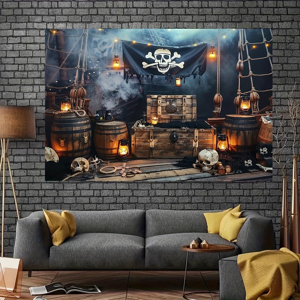 Pirate themed polyester photography background, perfect for teenage birthday parties, indoor/outdoor decoration