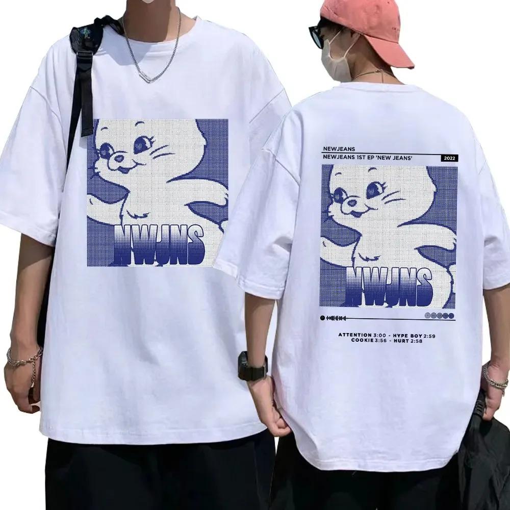 Plus-size Unisex Dress NewJeans Bunny Graphic T Shirt Fashion Harajuku T-Shirts Unisex Women Kpop Short Sleeve Cotton T-Shirt Unisex