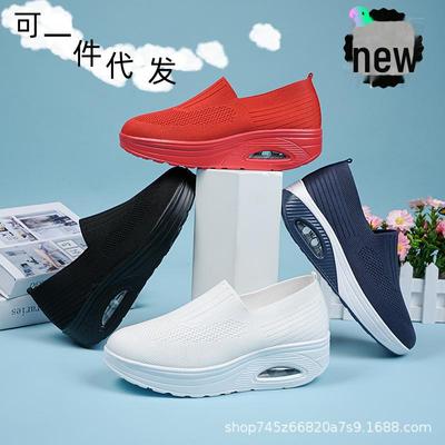 Женские белые сетчатые туфли-слайдеры с толстой подошвой, амортизацией для комфорта, большие размеры.