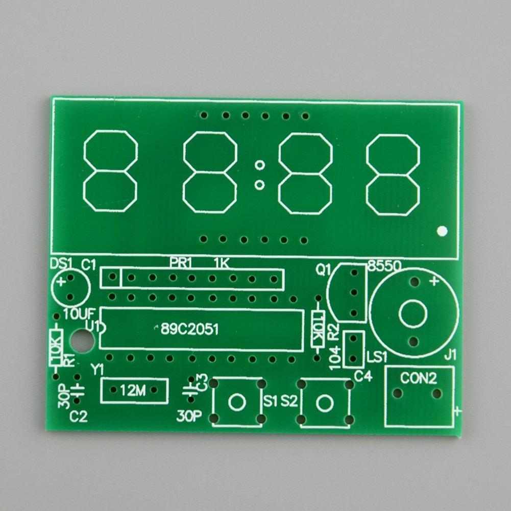 DIY AT89C2051 Digital LED Display 4 Bits Electronic Clock Module 0.56 Inch Red Two Alarm Hourly Chime Electronic Production Kit