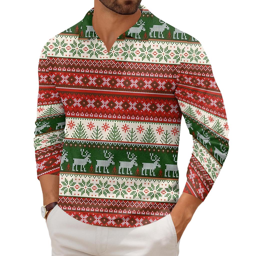 Men's Casual Collared Long-Sleeve Knit Base Layer Top