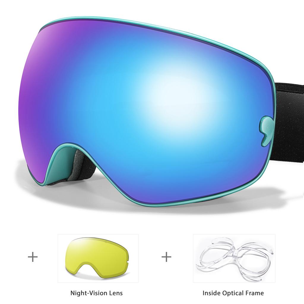 Классические горнолыжные очки, двухслойные, противотуманные, большие горнолыжные очки, UV400, маска для сноуборда, для мужчин и женщин, для зимних видов спорта, очки для сноуборда