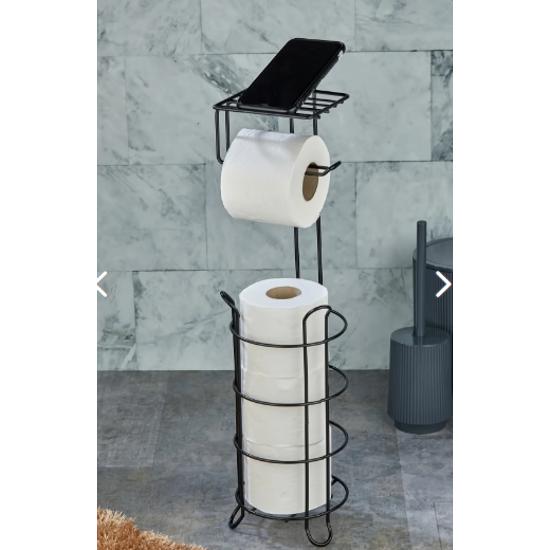 Черная круглая подставка Резервный многоцелевой держатель бумаги для туалета - черный круглый