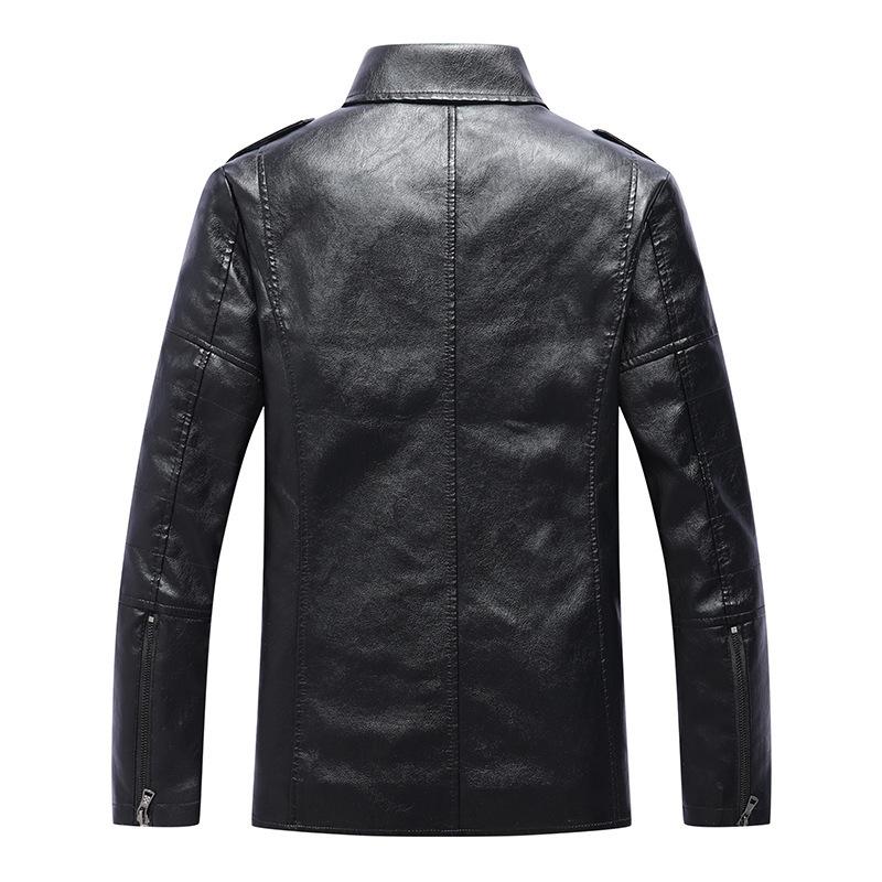 Тонкий мужской кожаный костюм осень и зима новый кожаная куртка для среднего возраста и молодежи повседневная деловая кожаная куртка с лацканами