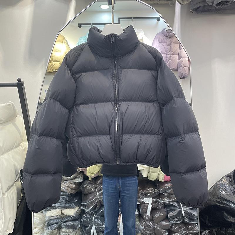 90% белый утиный пух, маленькая женская короткая зимняя куртка, новый стиль, ветровка, воротник-стойка, теплая куртка для хлеба