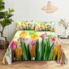 Tulip Bed Sheets Set With Pillows Case Flowers Bedsheet With Pillowcase 2 Pcs 3Pcs For Single Double Beds King Full Twin Size