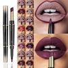 Double Ended Lipstick Pencil Lip Liner Long Lasting Waterproof Lip Makeup
