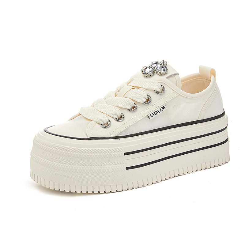 New Platform White Shoes 2025 Summer Breathable Height Increase Muffin Shoes Casual Single Shoes Versatile Women's Shoes Sports Board Shoes
