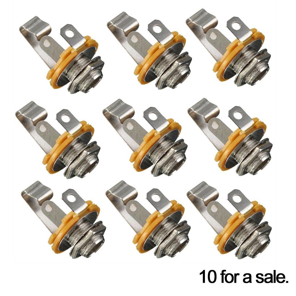 10Pcs 6.35mm / 6.5mm Plug Jack Audio Female Connector TS Panel Mono Panel Chassis Type Mount S Y9R2