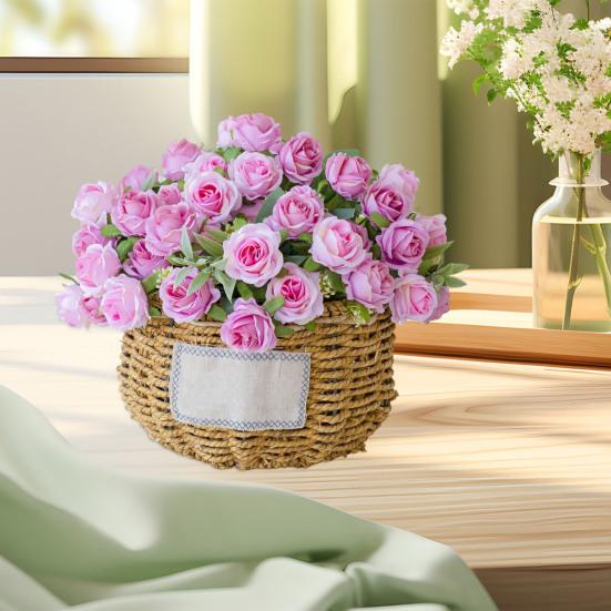 Artificial Rose Flower Branch with Stem Realistic Reusable Wedding Party Bridal Bouquet Floral Arrangement Faux