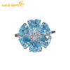 5MM Natual Sky Blue Topaz Rings for Women 925Sterling Silver Wedding Party Fine Jewelry Festival