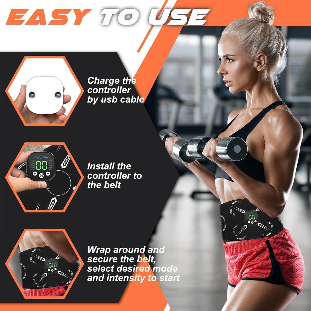 Electric Abs Toning Training Belt EMS Body Slimming Belt Waist Trimmer Abdomen Muscle Stimulator Weight Loss Massager Men Women
