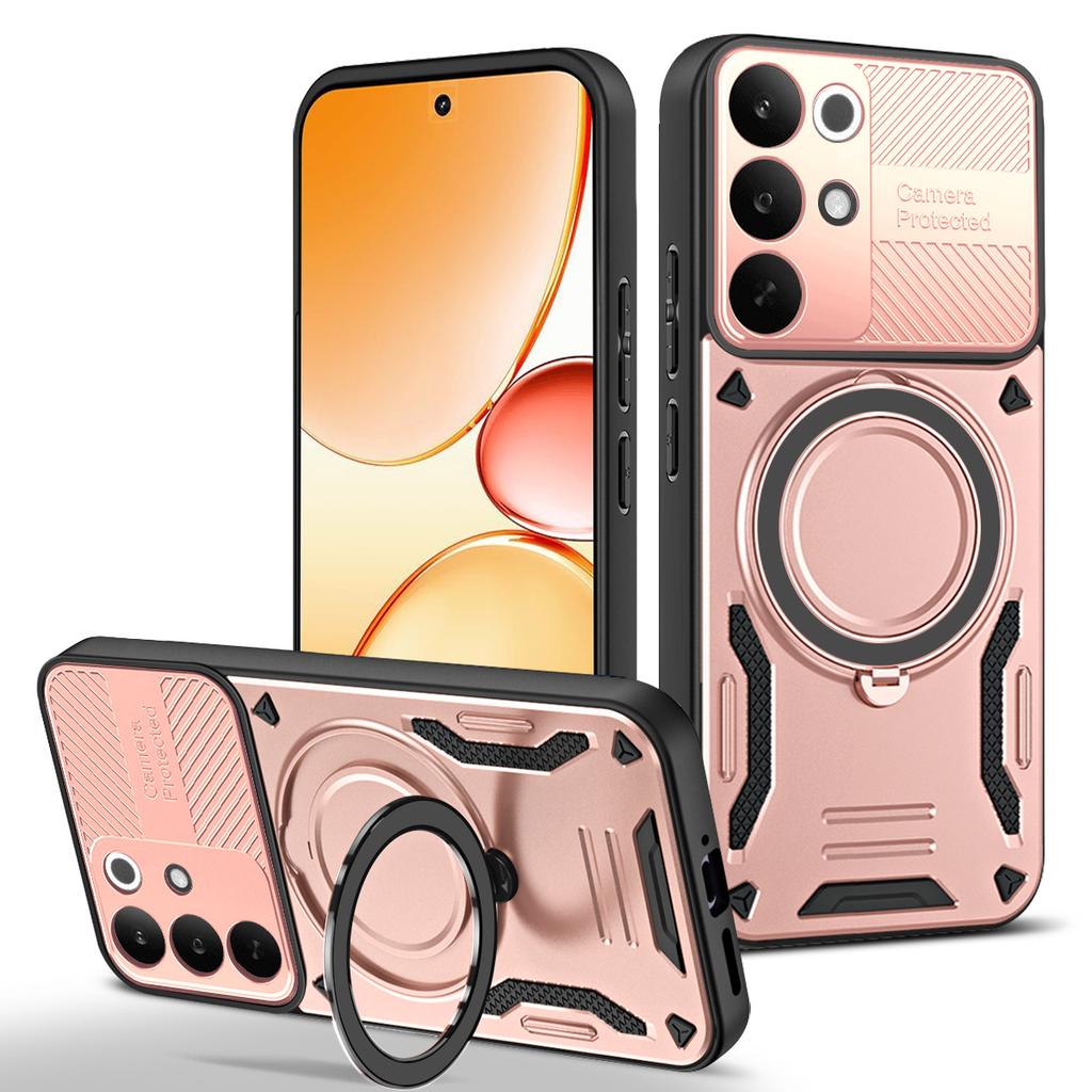 Для Realme C85 Pro 4G Магнитный чехол Ударопрочный ТПУ + ПК Задняя крышка телефона с подставкой