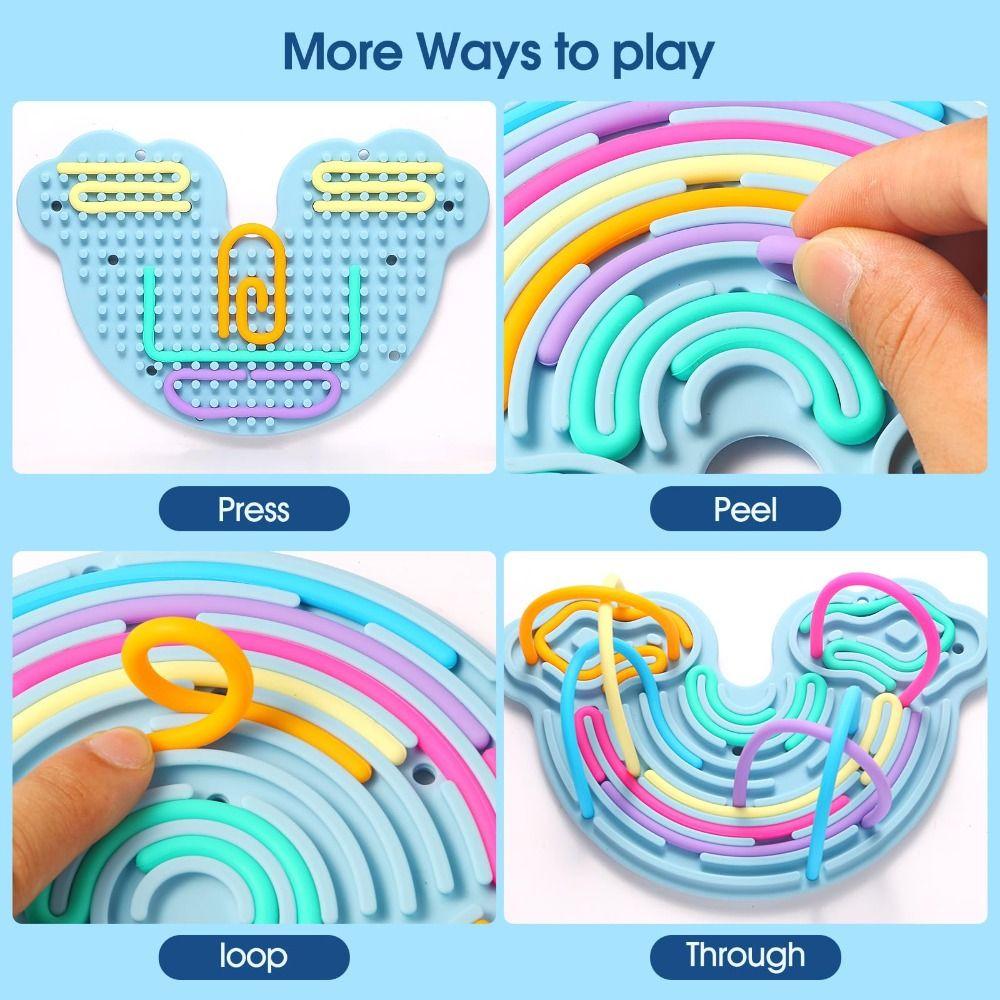 12 Strings Sensory Activity Board Silicone Rainbow Sensory Toys New Fidget Toy Kids Adults