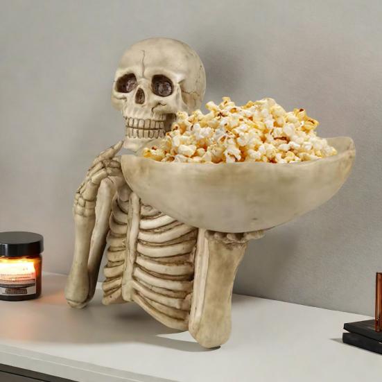 Хэллоуин Череп Конфетница Страшный Скелет Ключ Поднос для хранения фруктов и закусок Смола Панк Череп Декор для дома Столешница Вечеринка Бар