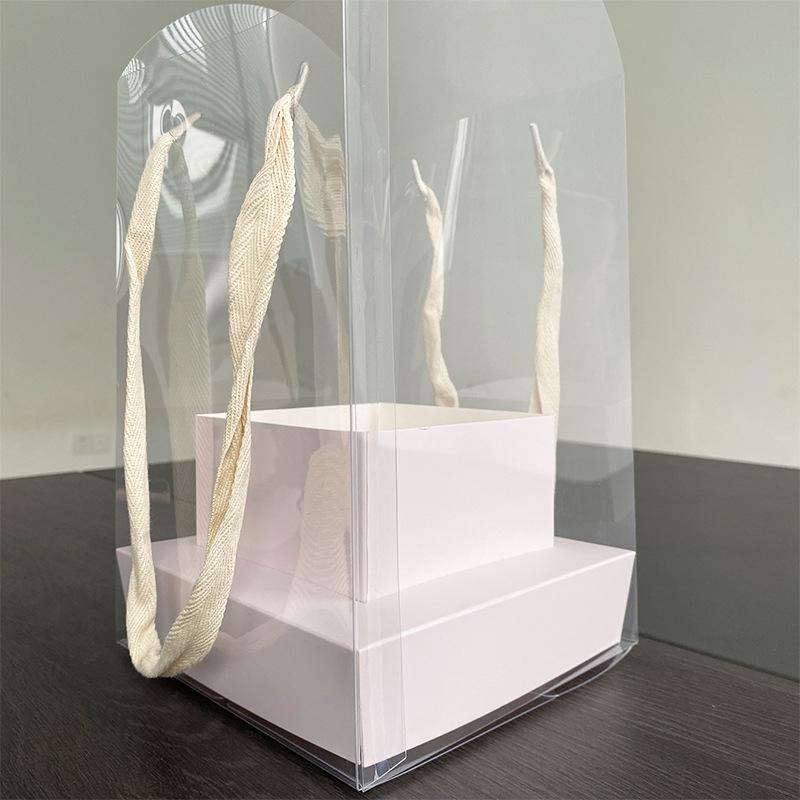 Коробка для ручной упаковки цветов розы Водонепроницаемая прозрачная коробка из бумаги для цветочной композиции Портативная сумка-тоут Упаковка флористических принадлежностей