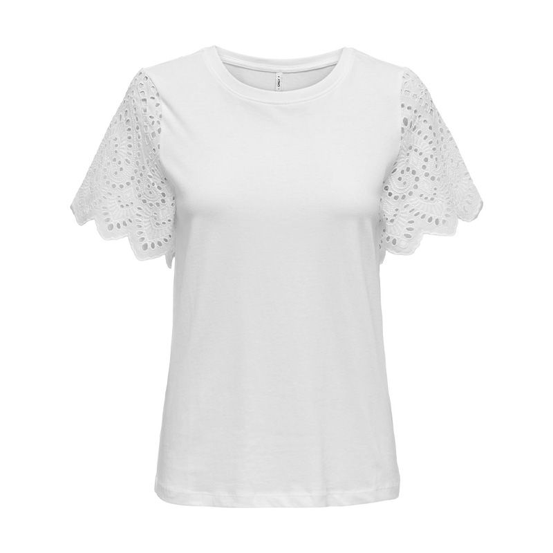 Эбба обычная блузка с круглым вырезом и кружевными рукавами ТОЛЬКО для женщин