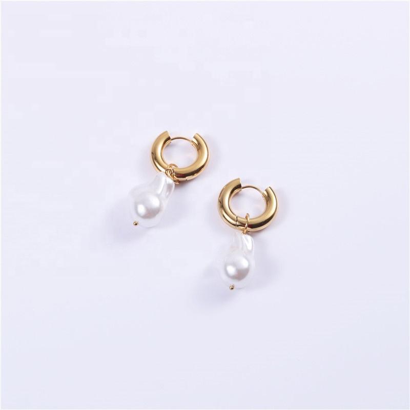 Metal Stainless Steel Hoop Earrings Vintage Large Pearl Charm Earrings 2026