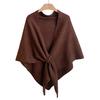 Women Shawl Wraps Solid Color Winter Neck Warm Knitted Cardigan Cape Imitation Wool Cashmere Shoulder Poncho Coat Shawl Scarf