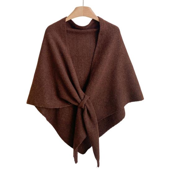 Women Shawl Wraps Solid Color Winter Neck Warm Knitted Cardigan Cape Imitation Wool Cashmere Shoulder Poncho Coat Shawl Scarf