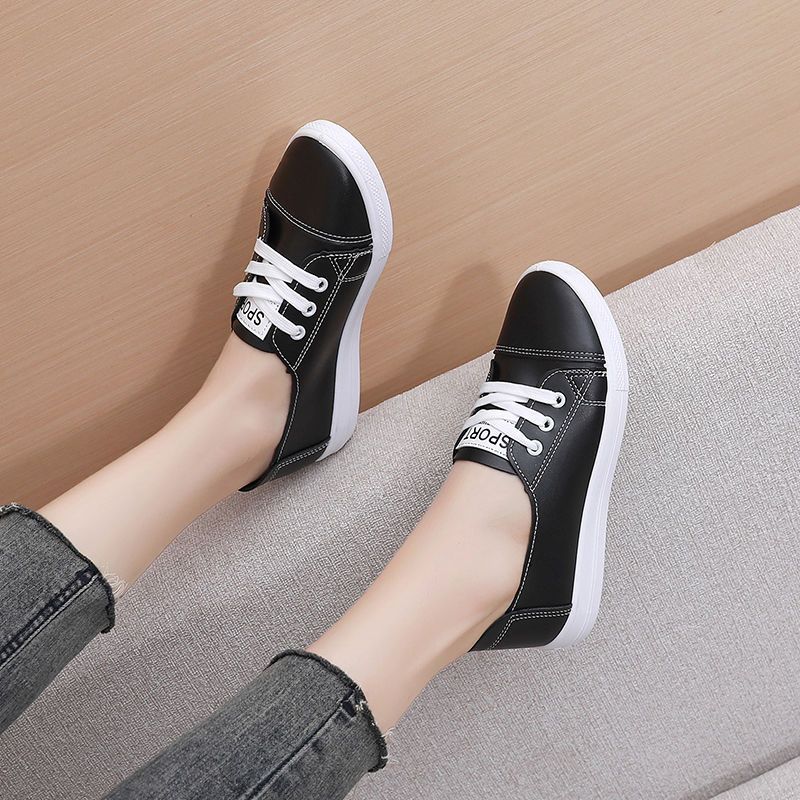 Lace-up Small White Shoes Female Student Flat Shoes Korean Version Comfortable Lightweight Soft Sole Single Shoes Casual Non-slip Skate Shoes