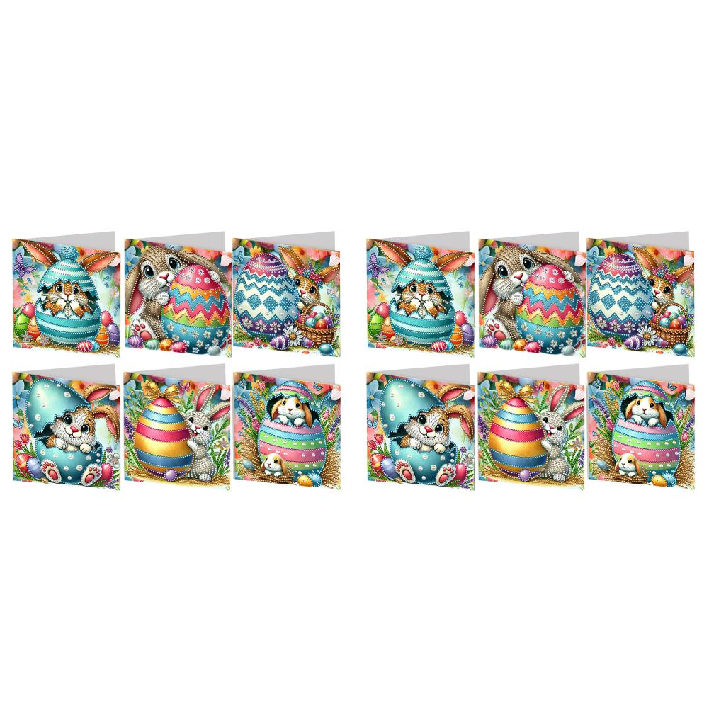 6 шт. пасхальные яйца кролики алмазная живопись открытка со стразами художественная открытка для взрослых