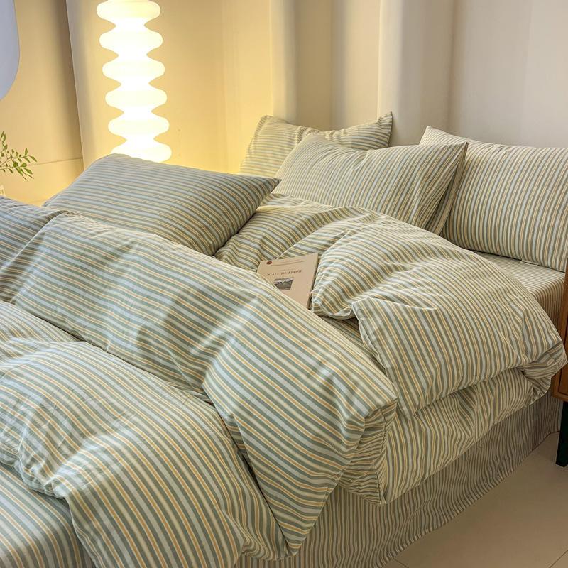 Хлопковая простыня Пододеяльник Спальня Двухъярусная кровать Покрывало из чистого хлопка Простыня Постельный набор Простой стиль