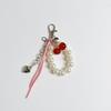 Ins Style Cherry Keychain Y2K Trendy Imitation Pearl Keyring Pendant Sweet Girly Bag Charm Hanging Decoration Car Key Holder