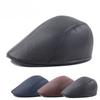 Зимняя ПУ шапка мужская флисовая утолщенная кожаная шляпа британский стиль простой берет монохромная кожаная шляпа