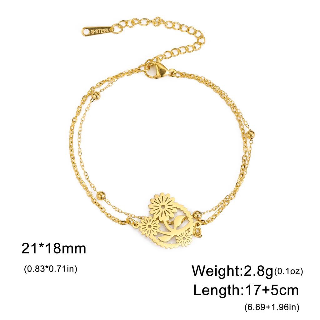 Cazador Stainless Steel Plant Sunflower Charm Bracelet for Women Jewelry Box Chain Hand Bracelet Birthday Gift Trend 2026