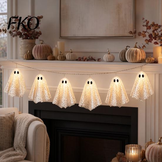 Festive Party Hanging Decorations Halloween Glowing Ghost Decor, Spooky Light Up Ornament for Holiday Decor Scene, Indoor Outdoor Wall