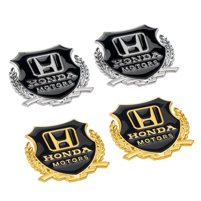 QLN2 1/2Pcs Car Styling 3D Metal Logo Body Fender Side Window Sticker For Honda CIVIC FORZA Insight Accord Hornet Type R Type S Mugen