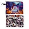 Portable Storage Bag Halloween Bag, with Colorful Cartoon Ghost Print, Durable Canvas Pouch Makeup Zipper Large Capacity Lightweight Travel