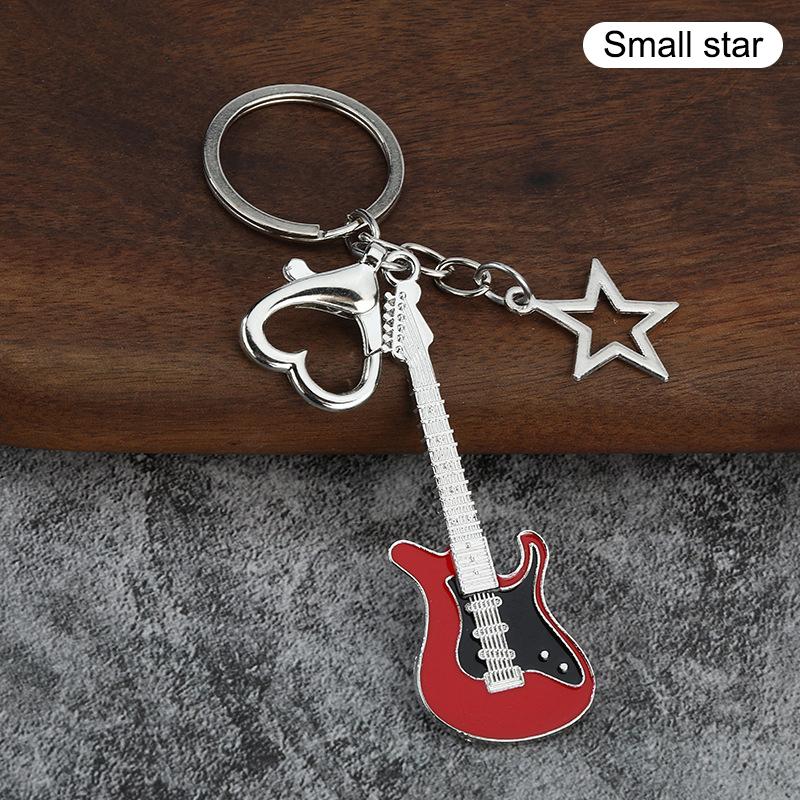 Creative Classic Mini Rock Electric Acoustic Guitar Shaped Keychain Pendant Backpack Decoration Accessories Gifts